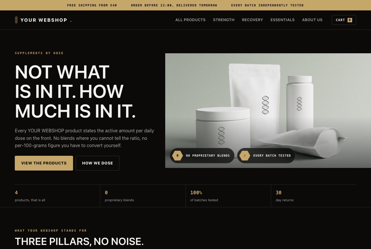 Startpagina van JOUW WEBSHOP.